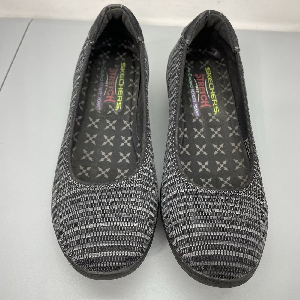 Skechers Kiss Secret Wedge Pumps Shoes Stretch Fit Comfort Slip On Black Women 9 - Picture 4 of 13